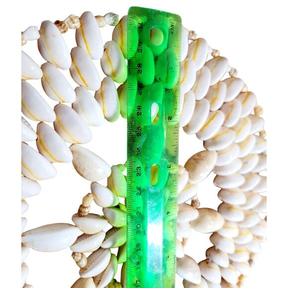 Vintage Polished Cowrie Shell Trivet Round Hand Made Wall or Table Decor 9" - Picture 3 of 4